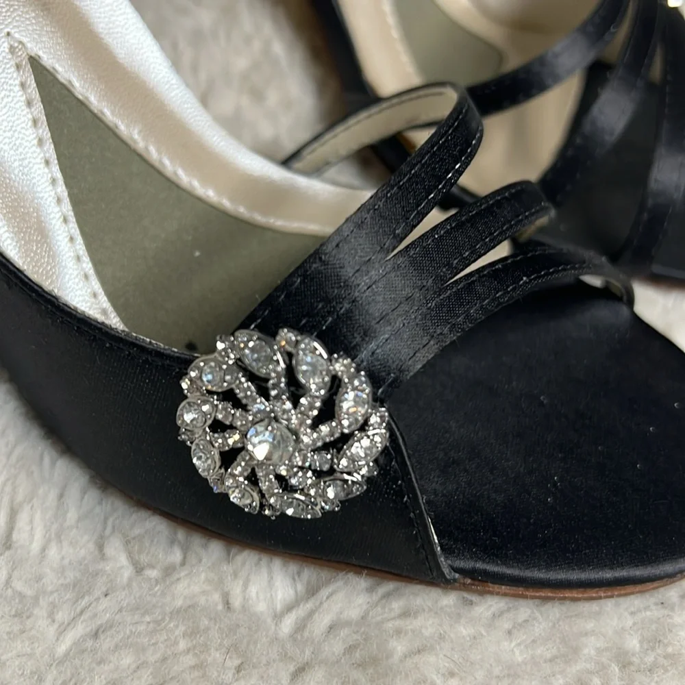 NIB TOUCH UPS black satin, with rhinestones sharmain 841M size 8 eight - Picture 4 of 7